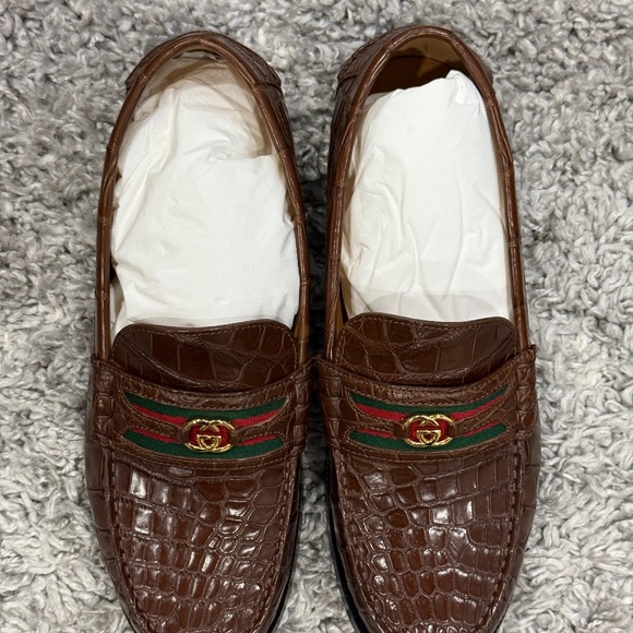 NEW Men’s Gucci Crocodile Loafers sz 10 - Picture 1 of 6